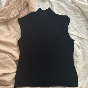 The Limited Black Velvet Mock Neck Sleeveless Top